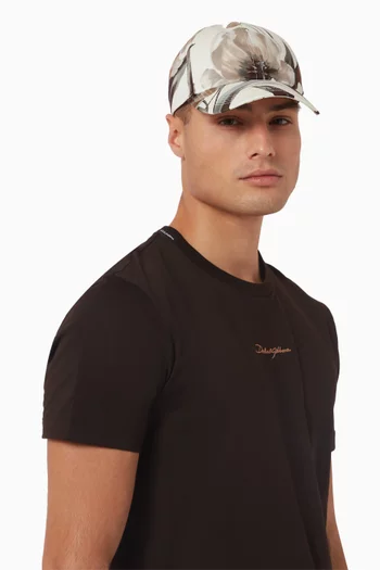 Printed Baseball Cap in Cotton Gabardine