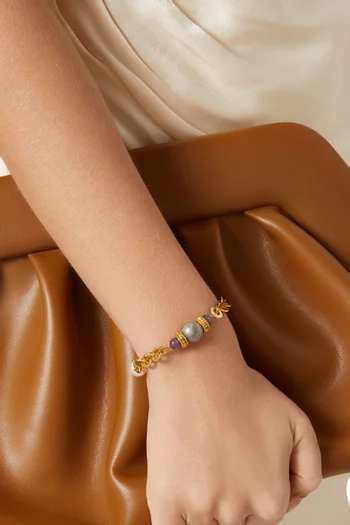 Tiki Crystal Bracelet in 18kt Gold-plated Metal
