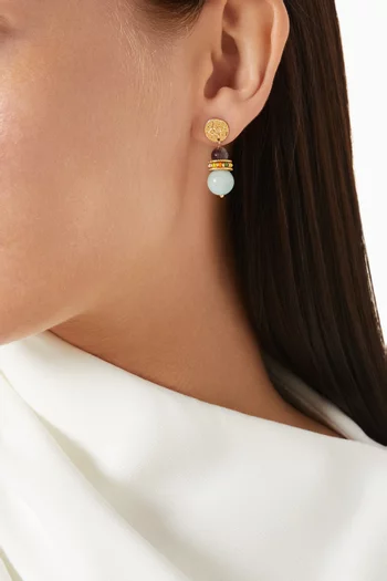 Tiki Amazonite Earrings in 18kt Gold-plated Metal