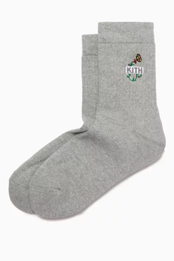 Butterfly Box Logo Mid Crew Socks