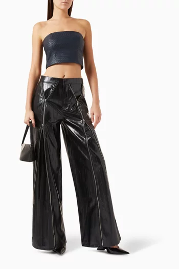 Zip-detail Pants in Faux Leather