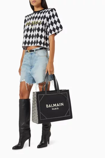 B-Army Medium Shopper Tote Bag in Canvas & Leather