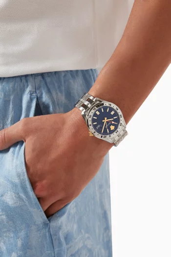 Greca Time GMT Quartz Stainless Steel Watch, 41mm
