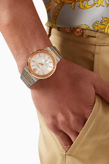 Greca Time Quartz Stainless Steel Watch, 41mm
