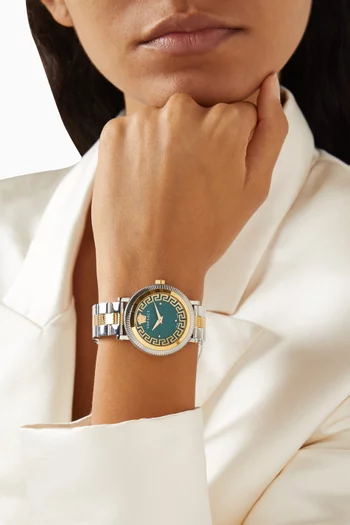 Greca Flourish Quartz Watch in Stainless Steel, 35mm