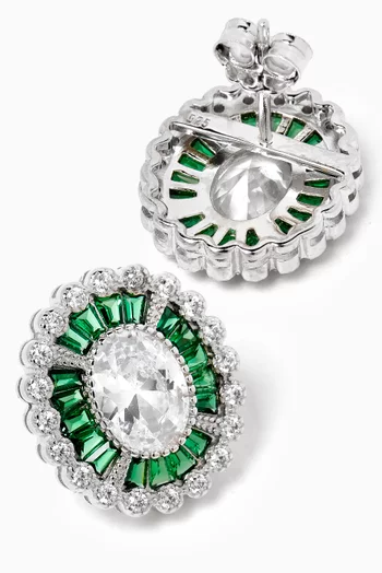 Oval Emerald Earrings in Sterling Silver