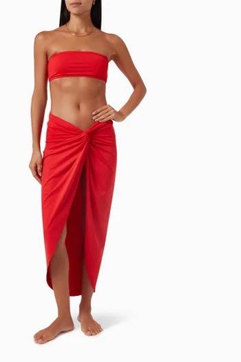 Sarong Midi Skirt in Stretch Recycled-nylon