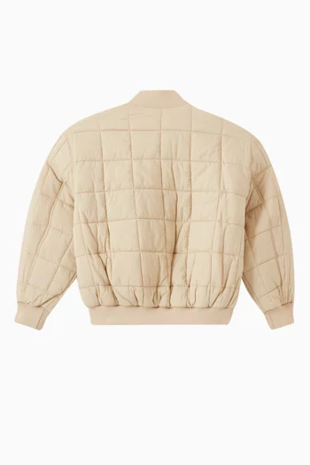 Boxy Quilted Bomber Jacket in Nylon