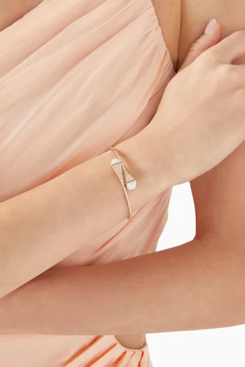 Cleo Diamond & White Agate Midi Slip-on Bracelet in 18kt Rose Gold