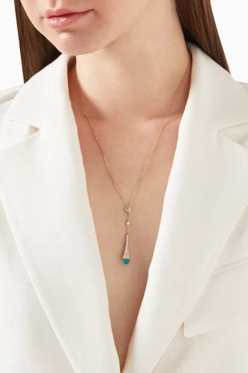 Cleo Diamond & Blue Chalcedony Teardrop Pendant Necklace in 18kt Rose Gold