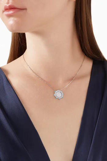 Tip-Top Diamond & Sea Blue Chalcedony Necklace in 18kt White Gold