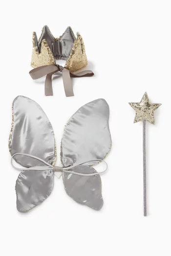 Magical Dress Up Wings, Wand & Crown in Sequins