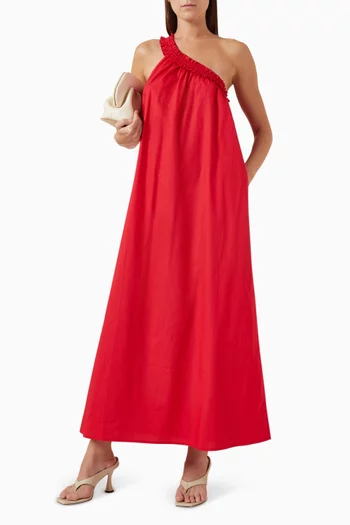 Donatella One-shoulder Maxi Dress in Cotton-poplin
