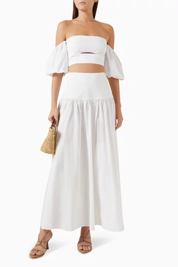 Solana High-waisted Maxi Skirt in Cotton-poplin