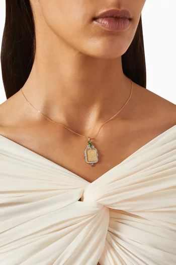 Small Ayat Al Kursi Diamond & Emerald Necklace in 18kt Gold