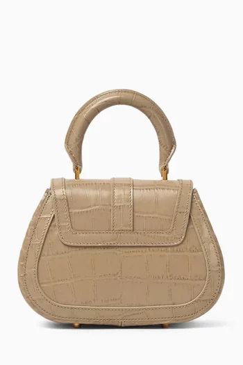 Mini Greca Goddess Top-handle Bag in Croc-embossed Leather