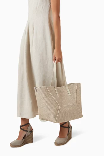 Monili-embellished Tote Bag in Raffia