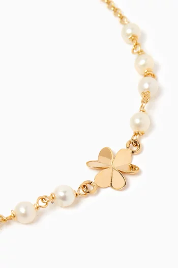 Pearl & Flower Bracelet in 18kt Yellow Gold