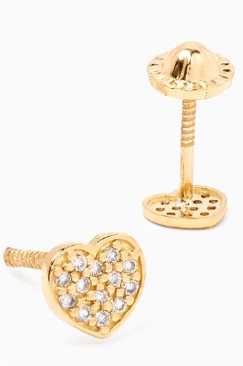 Diamond Pave Stud Earrings in 18kt Yellow Gold