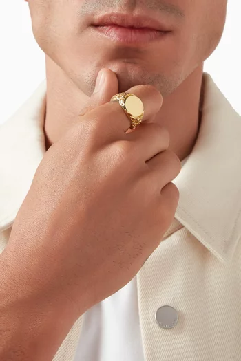 CL Signet Ring in Gold-plated Sterling Silver