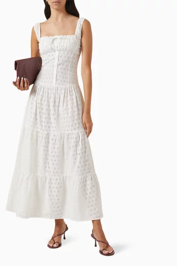 Christabelle Eyelet Maxi Dress in Cotton Poplin