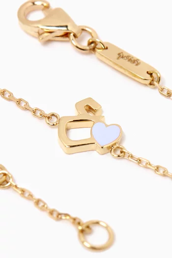 Arabic Letter 'Ein' Heart Charm Bracelet in 18kt Yellow Gold