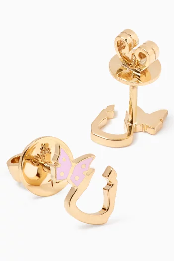 Arabic Letter'Noon' Butterfly Charm Stud Earrings in 18kt Yellow Gold