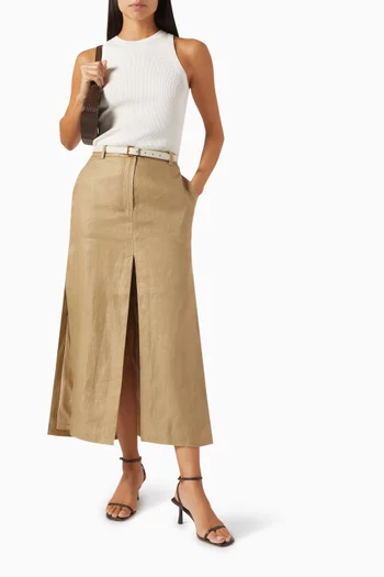 Slit Midi Skirt in Linen