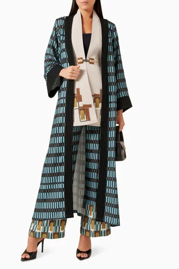 Embellished Belted Cardigan & Scarf Set