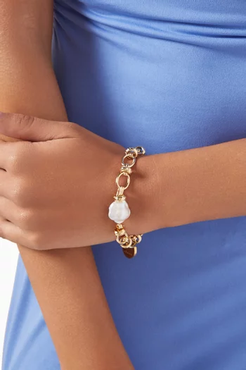 Mira Flower Pearl Bracelet in 18kt Gold-plating