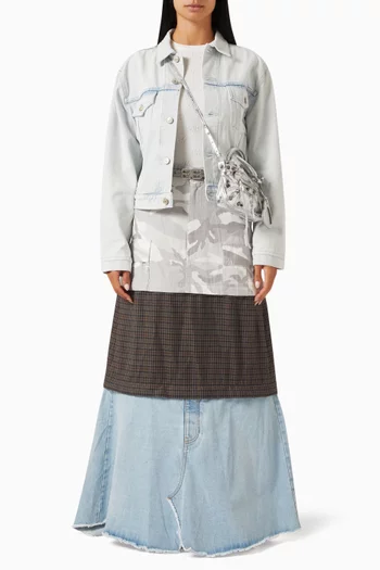 تنورة كارغو طويلة متعددة الطبقات صوف بكر وتويل ياباني