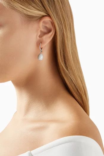 Emotion Diamond Egg Drop Earrings in 18kt White Gold