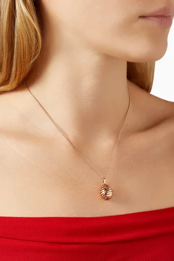Essence Diamond Set Spiral Egg Pendant Necklace in 18kt Rose Gold