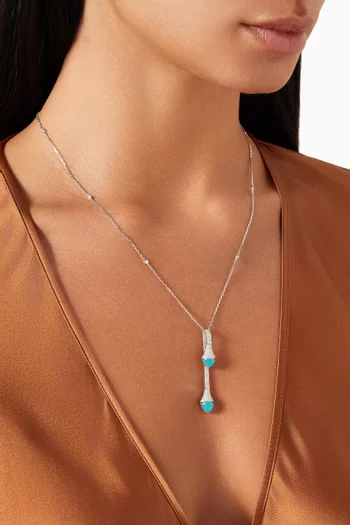Cleo Diamond & Blue Chalcedony Drop Pendant Necklace in 18kt White Gold