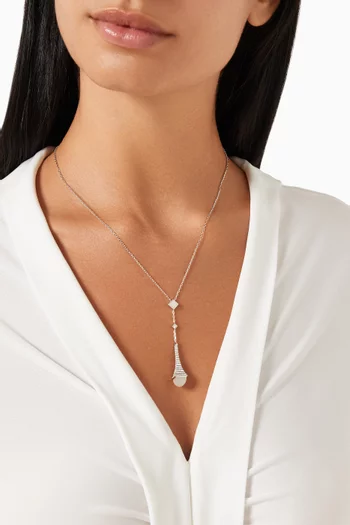 Cleo Rev Diamond & Moonstone Teardrop Pendant Necklace in 18kt White Gold