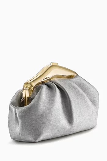 Malleable Chain Clutch in Metallic Leather