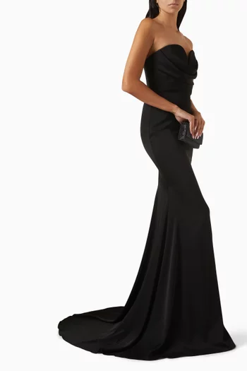 Strapless Draped Gown in Satin Crepe