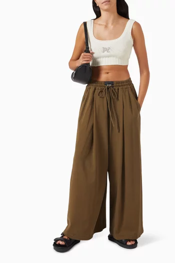 Logo Wide-leg Pants in Cotton