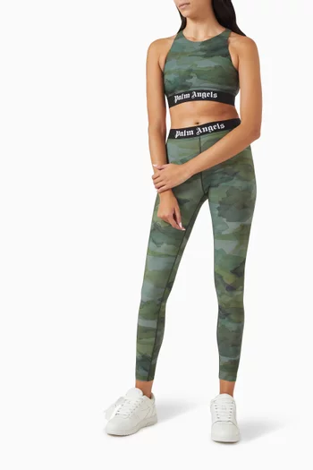 Logo-tape Camo-print Crop Top