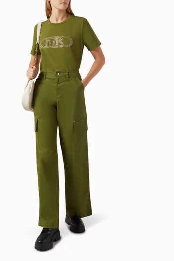 Wide-leg Cargo Pants in Stretch Organic Cotton