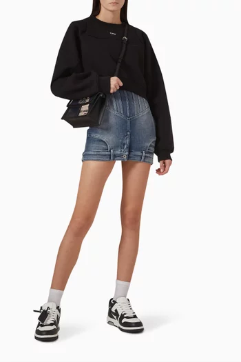 Layered Crop Sweatshirt in Cotton