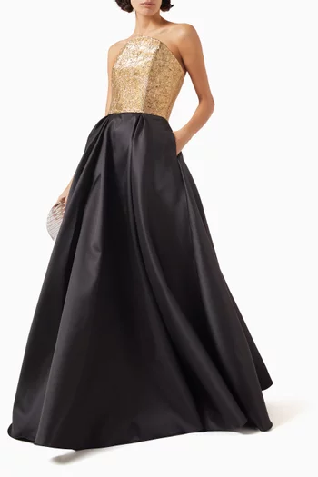 فستان كوزموس طويل بروكيد وميكادو ستان