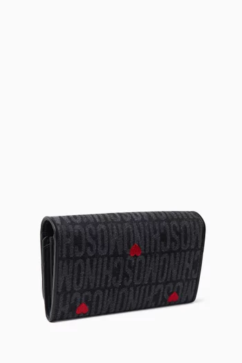 Heart Monogram Wallet Bag in Nylon Jacquard