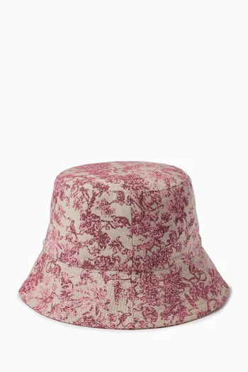 Floral-print Bucket Hat in Cotton-blend