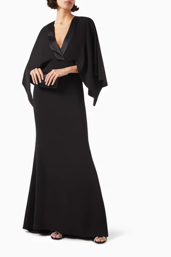 Deep V-neck Gown in Crepe