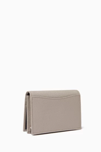 Folded Card Holder in Grained Calf Leather