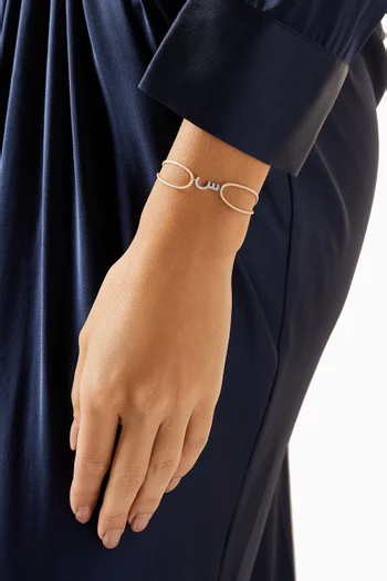 Diamond Arabic Initial Letter ' 'S' Thread Bracelet in 18kt White Gold