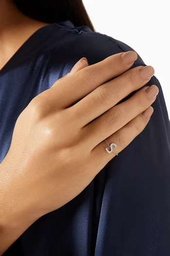 Initial 'S' Diamond Ring in 18kt White Gold