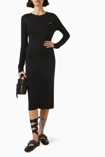 Logo Long-sleeve Midi Dress