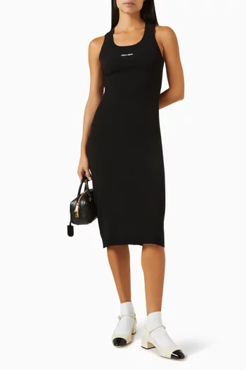 Logo Embroidered Midi Dress in Knit